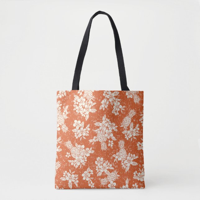 Aloha Spirit: Hibiscus-Pineapple Harmony. Tote Bag (Front)