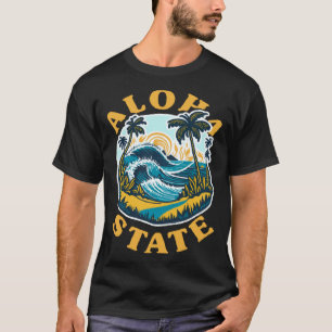 Aloha State 808 Vintage Surfing Beach Hawaii Surfe T-Shirt