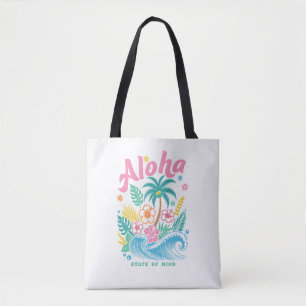 "Aloha State of Mind" Funny Boho Coastal  Tote Bag