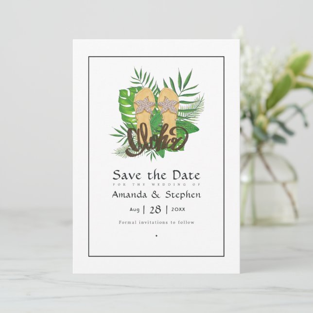 Aloha Summer Beach Wedding Save The Date (Standing Front)