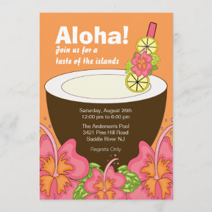Aloha Summer Party Luau Invitation