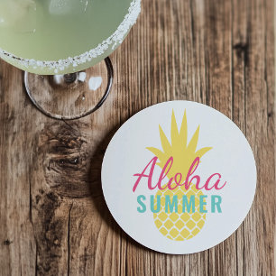 Aloha Summer Tropical Yellow Pineapple Coaster
