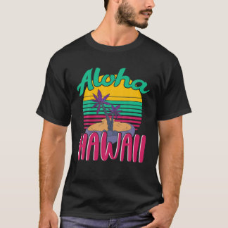 Aloha Summer Vacation Tropical Palm Trees Retro Ha T-Shirt