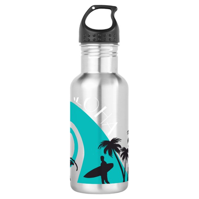 Aloha Surf and Palm Trees 710 Ml Water Bottle (Front)
