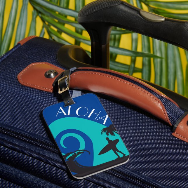 Aloha Surf and Palm Trees Luggage Tag (Front Insitu 1)