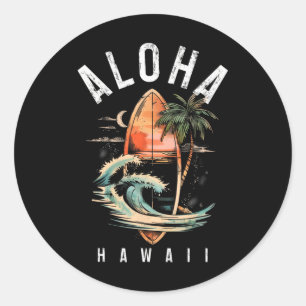 Aloha Surf Hawaiian Vintage Surfing Surfer Hawaii Classic Round Sticker