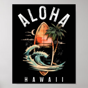 Aloha Surf Hawaiian Vintage Surfing Surfer Hawaii Poster