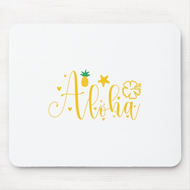 Aloha -Surfer- Palms -Tropical- Retro-Beach-Funny Mouse Pad (Front)