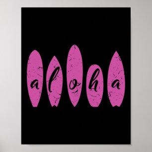 Aloha Surfing Beach Surfboard Women Girls Hawaii S Poster