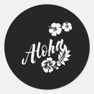 Aloha Surfing Surfboard Hawaiian Men Women Kids Te Classic Round Sticker