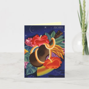 Aloha Thank You Card Hibiscus & Ukulele Night