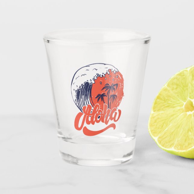 Aloha the big Wave Shot Glass (Front)