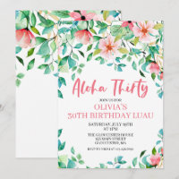 Aloha Thirty Tropical Luau Birthday Invitation