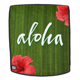 Aloha Ti Leaf Hibiscus Calligraphy Hawaii Green Backpack