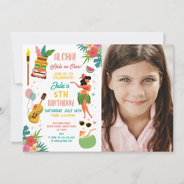 Aloha Tiki Party Birthday Lei Aloha  Invitation (Front)