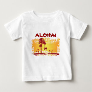 ALOHA Tropiacl Beach With Palm Trees Baby T-Shirt