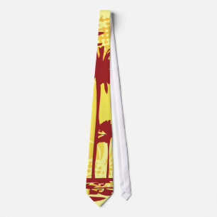 ALOHA Tropiacl Beach With Palm Trees Tie