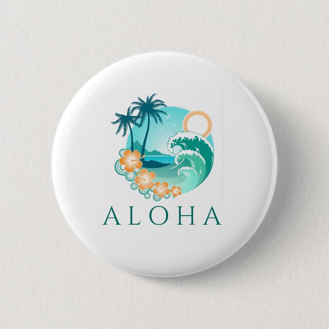 Aloha Tropical 6 Cm Round Badge (Front)