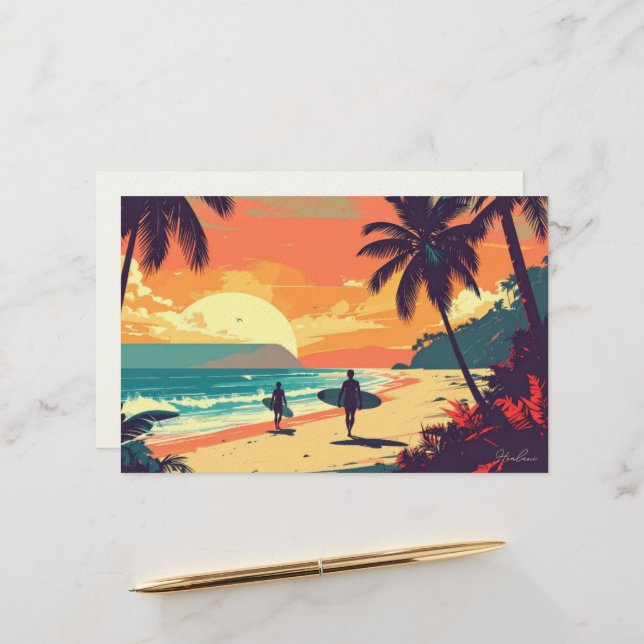 Aloha tropical art blank stationery (Front/Back In Situ)