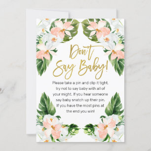 Aloha tropical baby shower don't say baby sign invitation