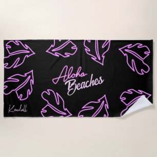 Aloha Tropical Beach Bachelorette Party Neon Beach Towel