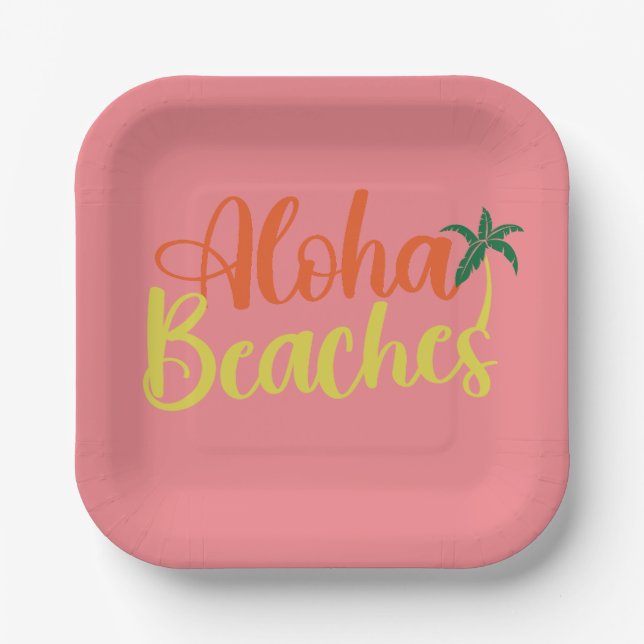 Aloha Tropical Beach design Paper Plate (Front)