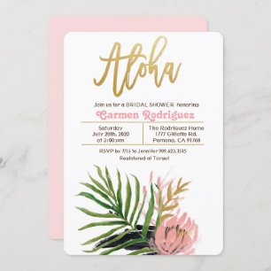 Aloha Tropical Bridal Shower Floral Invitation
