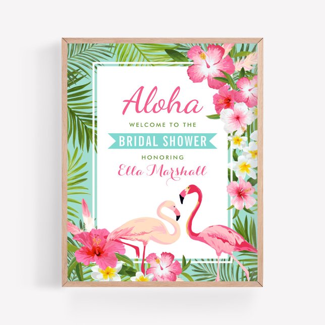 Aloha Tropical Flamingo Bridal Shower Welcome Poster (Creator Uploaded)