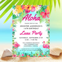 Aloha Tropical Flamingo Luau Party Birthday