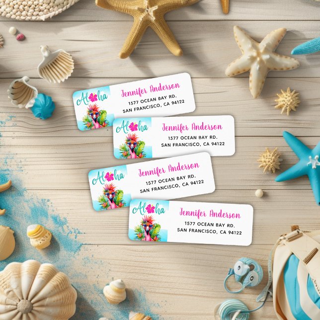 Aloha Tropical Flamingo Return Address Label (Creator Uploaded)