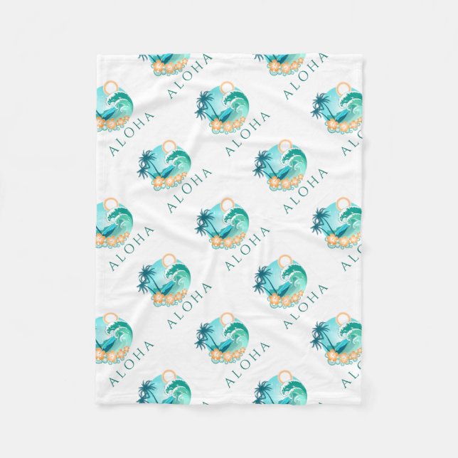 Aloha Tropical Fleece Blanket (Front)