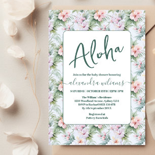 Aloha tropical floral baby shower invitation