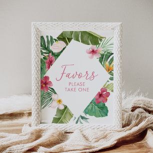 Aloha Tropical Floral Birthday Favours Sign