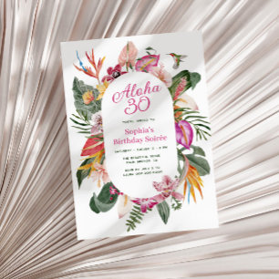 Aloha Tropical Floral Birthday  Invitation