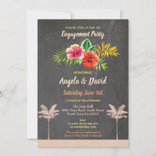 Aloha Tropical Floral Engagement Invite Vintage