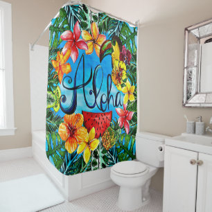 Aloha - Tropical Flower Food and Summer Design Shower Curtain