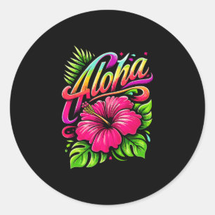 Aloha Tropical Flower Hawaii Vacation Summer Beach Classic Round Sticker