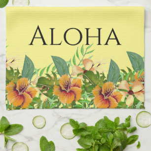 Aloha Tropical Flowers Tea Towel
