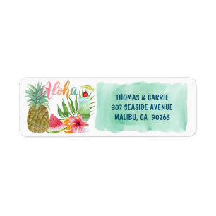 Aloha Tropical Fruit Flower Palms Return Address Label