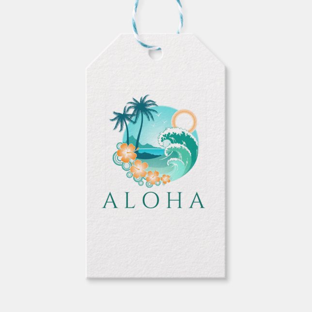 Aloha Tropical Gift Tags (Front)