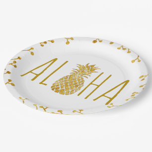 aloha tropical golden pineapple paper plate