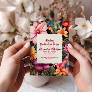 Aloha Tropical Graduation Luau Invitation