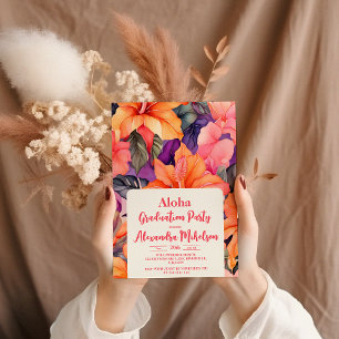Aloha Tropical  Graduation Luau Party Invitation