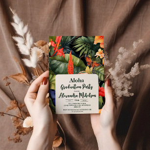 Aloha Tropical  Graduation Luau Party Invitation