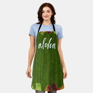 Aloha Tropical Hawai'i leaves green lettering      Apron