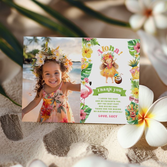 Aloha Tropical Hawaii luau photo thank you card (Creator Uploaded)
