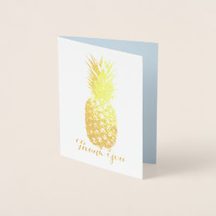 Aloha Tropical Hawaiian Gold Pineapple Thank you Foil Card