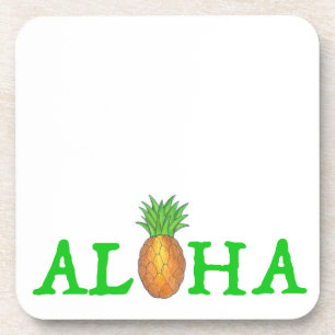 ALOHA Tropical Hawaiian Island Pineapple Fruit Coaster