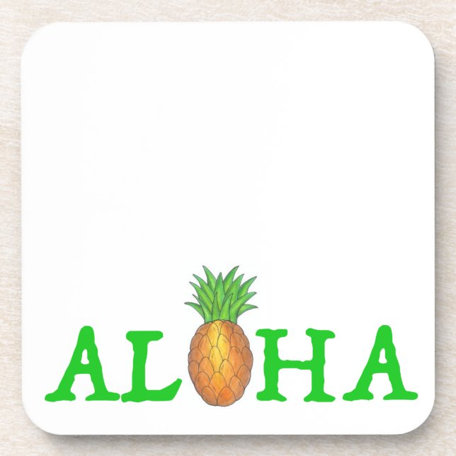 ALOHA Tropical Hawaiian Island Pineapple Fruit Coaster (Front)