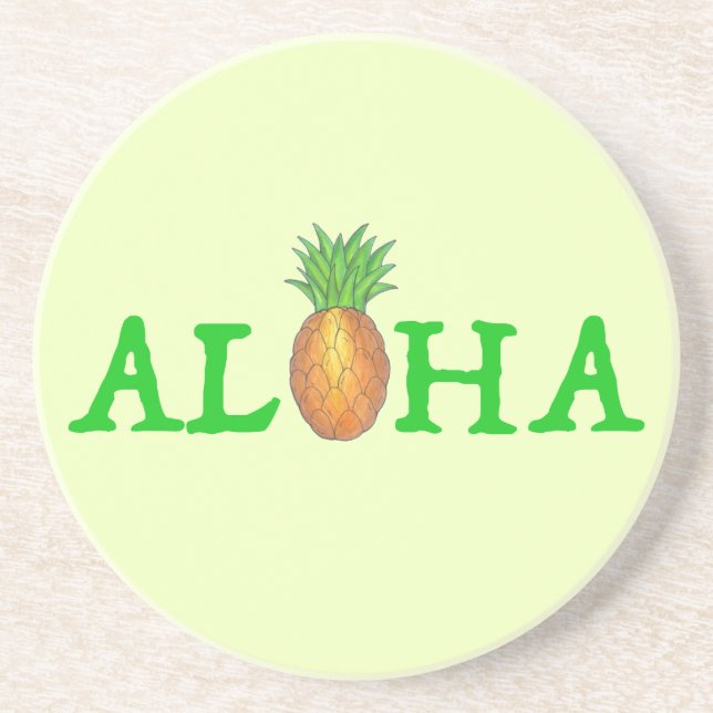 ALOHA Tropical Hawaiian Island Pineapple Fruit Coaster (Front)